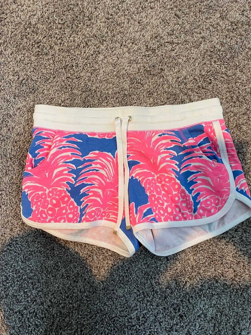 Lilly Pulitzer Pink & Blue Pineapple Print Athletic Shorts